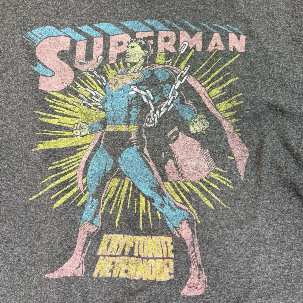Superman DC Comics Graphic T-Shirt Mens Marge Black Solid Short Sleeve Retro XL